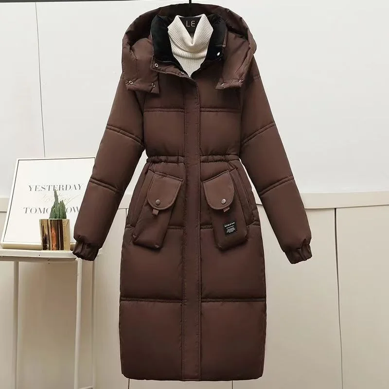 In 2024 The New Plus-size Cotton-padded Women's Over-the-knee Long Western Style Waist Slimming Winter Fashion Padded Warm Coat