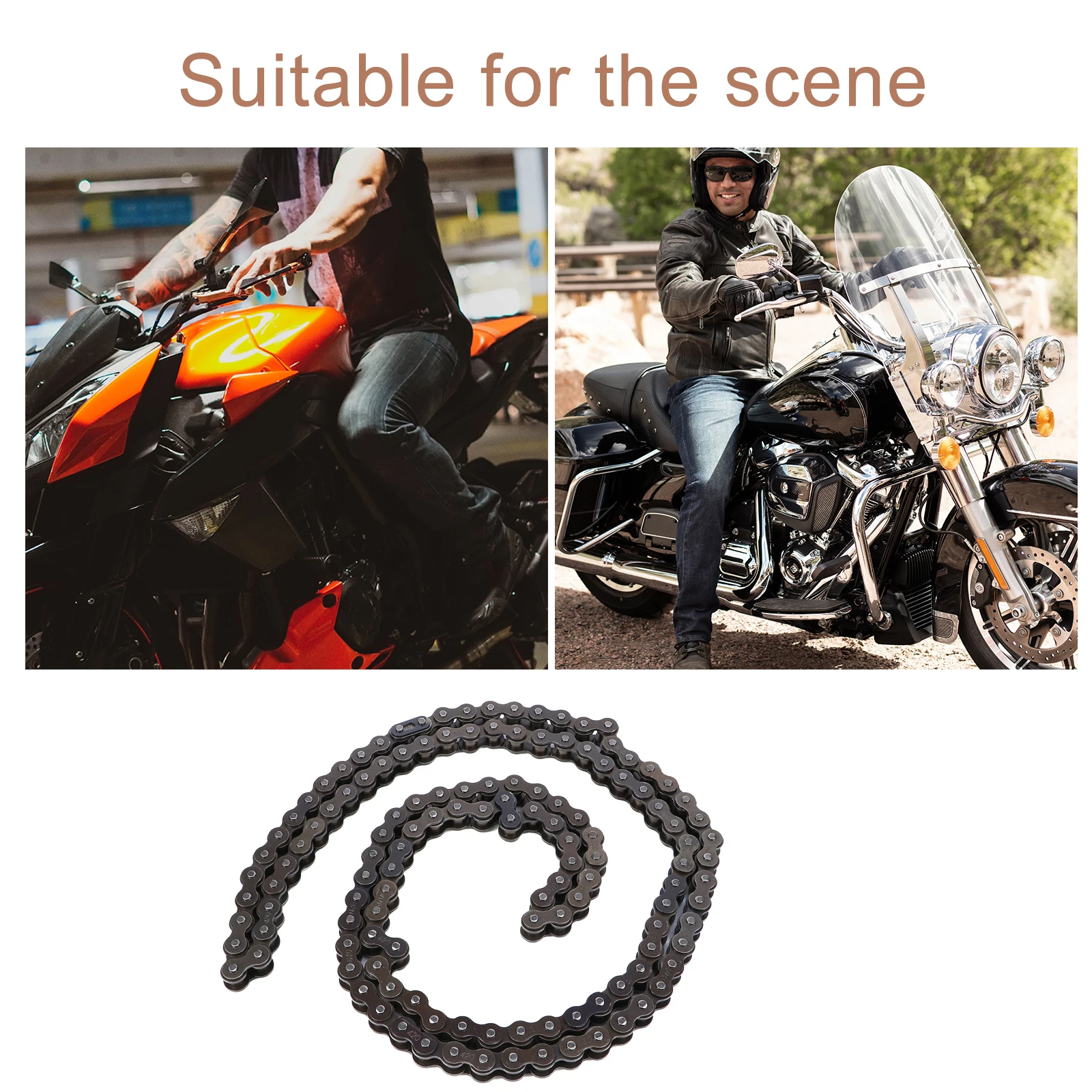 

1 set Motorcycle Chain Set 420 132-Link Iron Parts Durable Use Rust Prevention Smooth Surface Easy Install ATV Chain