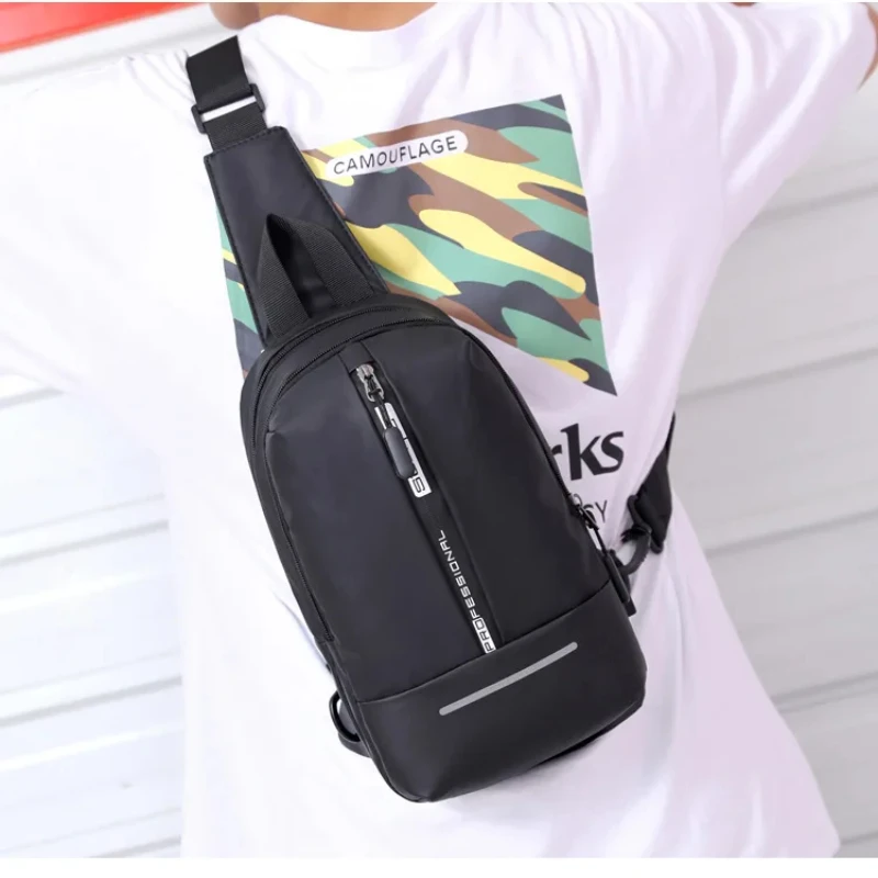 Men Shoulder Sling Backpack Rucksack Daypack Multi-Function USB Charging Reflective Strip Casual Male Nylon Crossbody Chest Bags