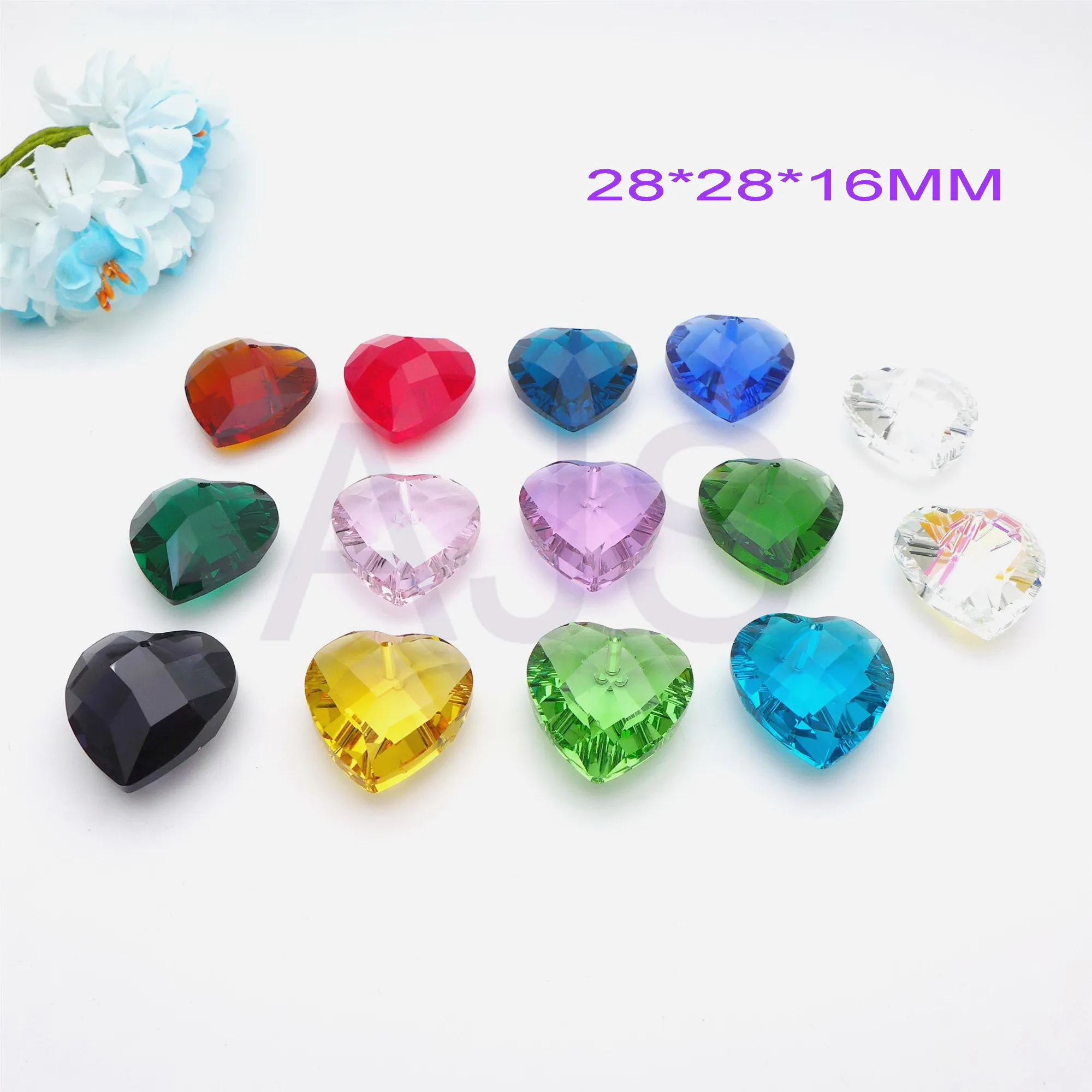 8pcs 28*28MM Crystal Faceted Hearts Love Pendants Charms Necklace Suncatcher DIY for Jewelry Natural Colors AB Free Shipping