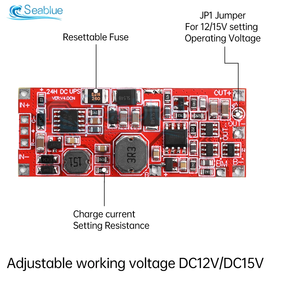 12V/15V 24W 1A 18W 0.5A UPS Power Supply Module Uninterruptible Power Control Board 2S V4.0CN Charging Step Up Protection Module