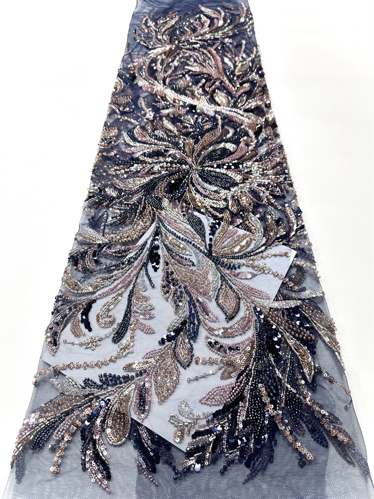 

Luxury African Sequins Beaded Lace Fabric 2026 High Quality Groom Nigerian Wedding Bridal Embroidery French Tulle Sewing