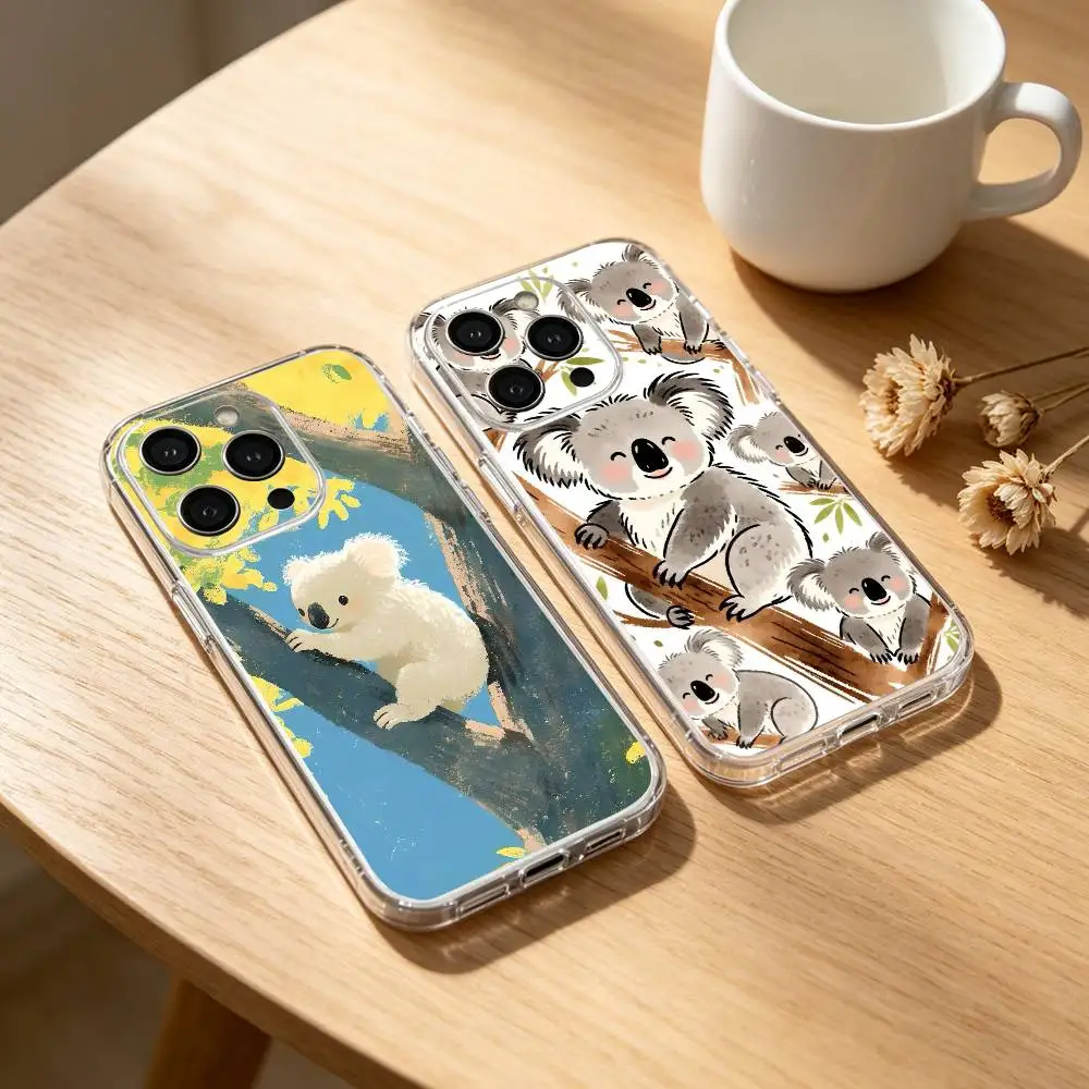 

K-Koala Bear Cute Phone Case For iPhone 17 16 15 14 13 12 11 Mini Pro Max Plus Transparent Cover
