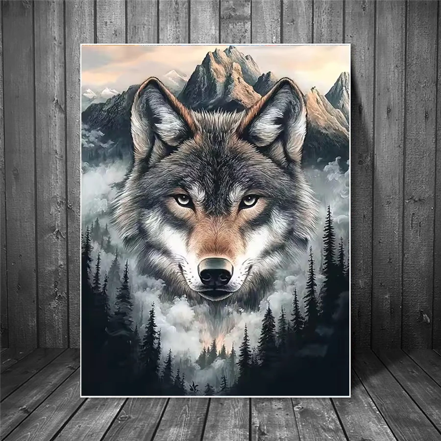 

5D Алмазная мозаика в стиле фэнтези, волк, горное дерево, наборы алмазной живописи, полная квадратная круглая дрель, вышивка, декор с изображением животных