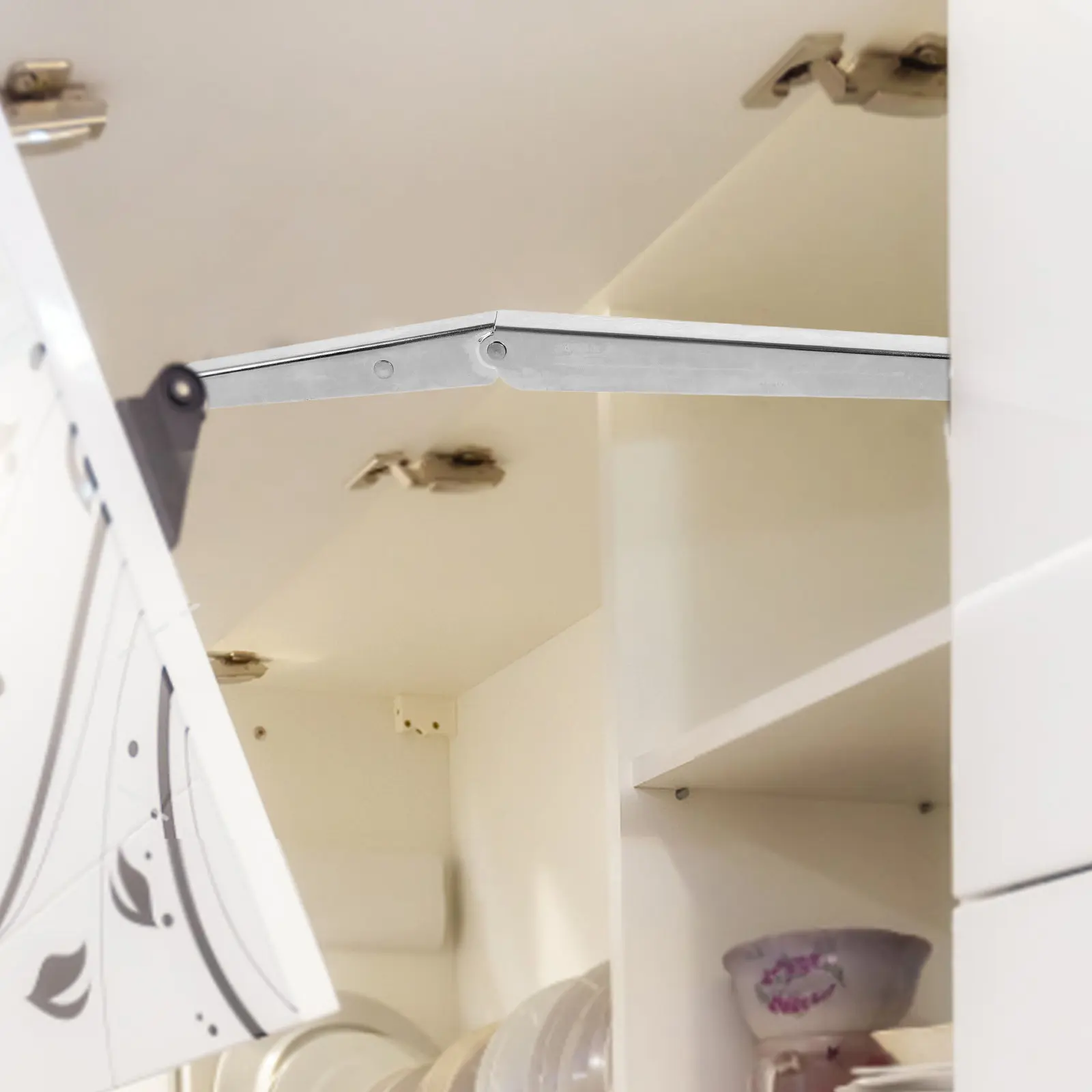 

2Pcs Pneumatic Support Hinges Gas Spring Supports Adjustable Cabinet Lift Close Door Hinges Space Saving Struts