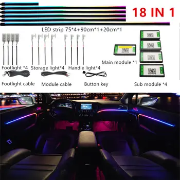 Univerzální Symphony Car LED Ambient Light 64 RGB barevné akrylové světlo do interiéru auta, dekorace, atmosférické světlo 18/10/6 v 1 10 nejlepší prodej Osvětlení interiéru BMW F40 - №1