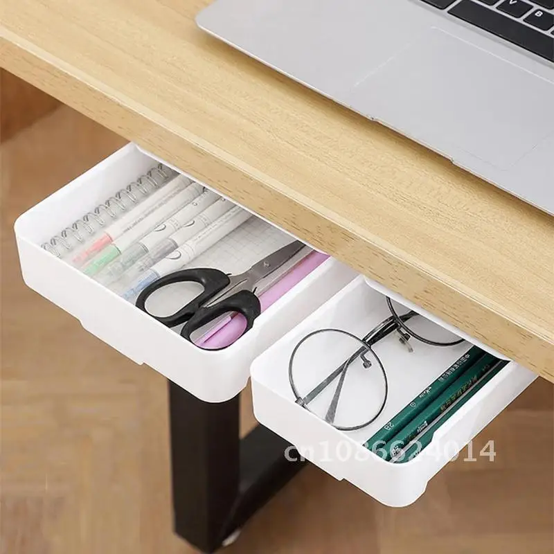 

Storage Box Under The Desk Drawer Desktop Holder Office Desk Student Stationery Invisible Drawer Organizer for Kitchen Bedroom