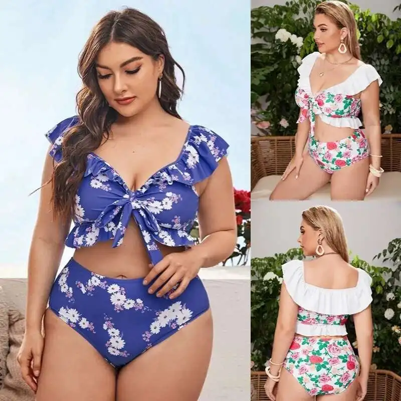 

Lotus Leaf Edge Plus Size Split Swimsuit Women's Bikini New Collection Sexy Backless High-end Swimsuit Elegantes Casual Y2k