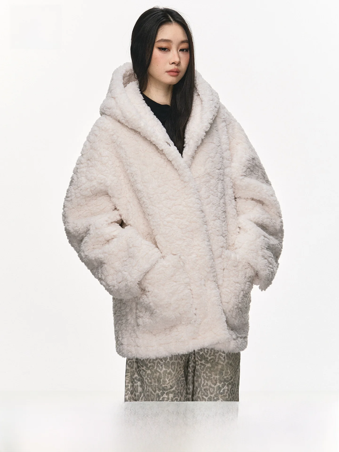 

Женский кардиган Anna Aneae с капюшоном из искусственного меха, мягкий, теплый, весенне-осенний, повседневный, свободный, с длинными рукавами