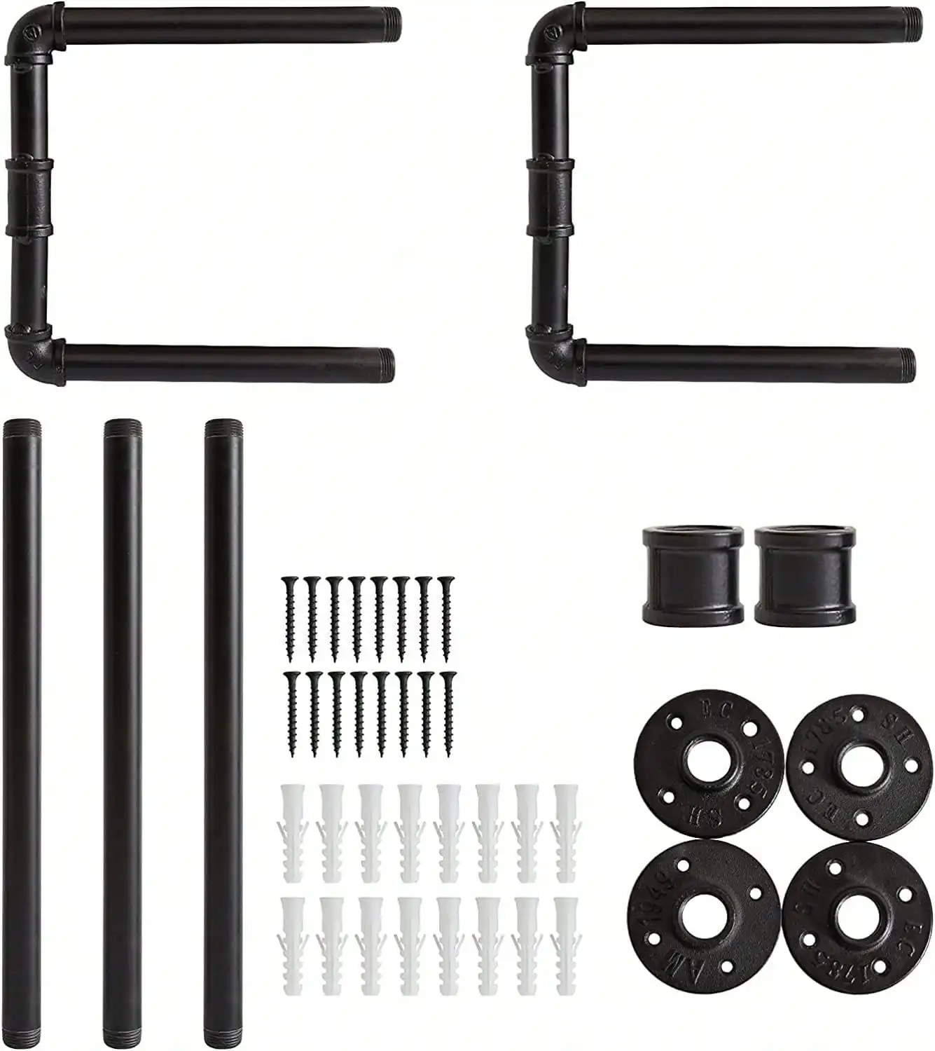 Industrial Pipe Clothes Rack Wall Mounted Black Heavy Duty Metal Garment Bar Unit Hanging Closet Rod Space Saving Rail System For Clothes Laundry Room Bedroom Retail Display Housewarming Gift view 8
