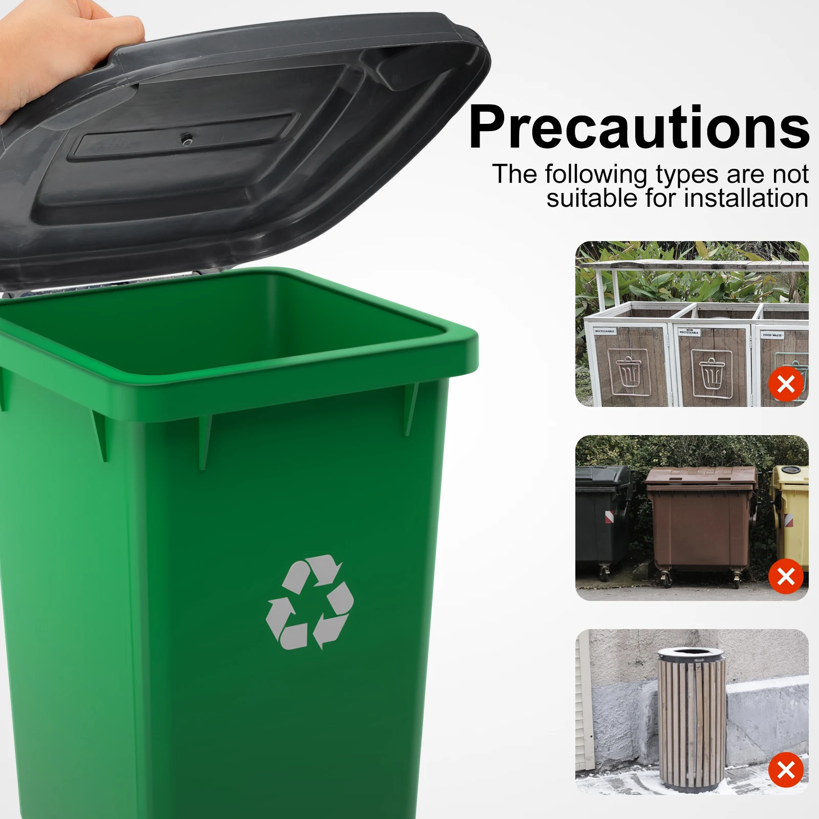 Plastic Trash Can Lid Replacement Garbage Bin Flip Lid Outdoor Garbage Bins Topper Bucket Cover For Kitchen And Outdoor Use 50L