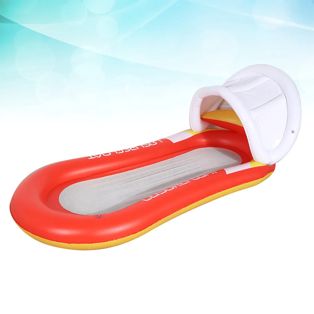 Orange Inflatable Floating Bed PVC Recliner Water Hammock Detachable Sunshade Net Seat Floating Pool Beach