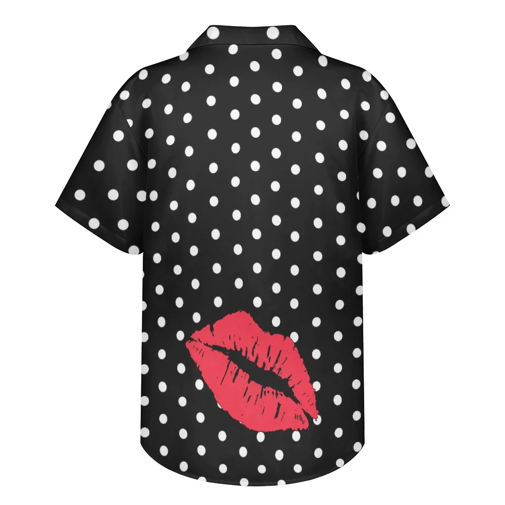 Black Kiss Print Mens Shirt Vintage White Beach Summer For Couple Clothes Harajuku Blouse Boy 2XS-5XL 2022 Chemise Blanche Homme