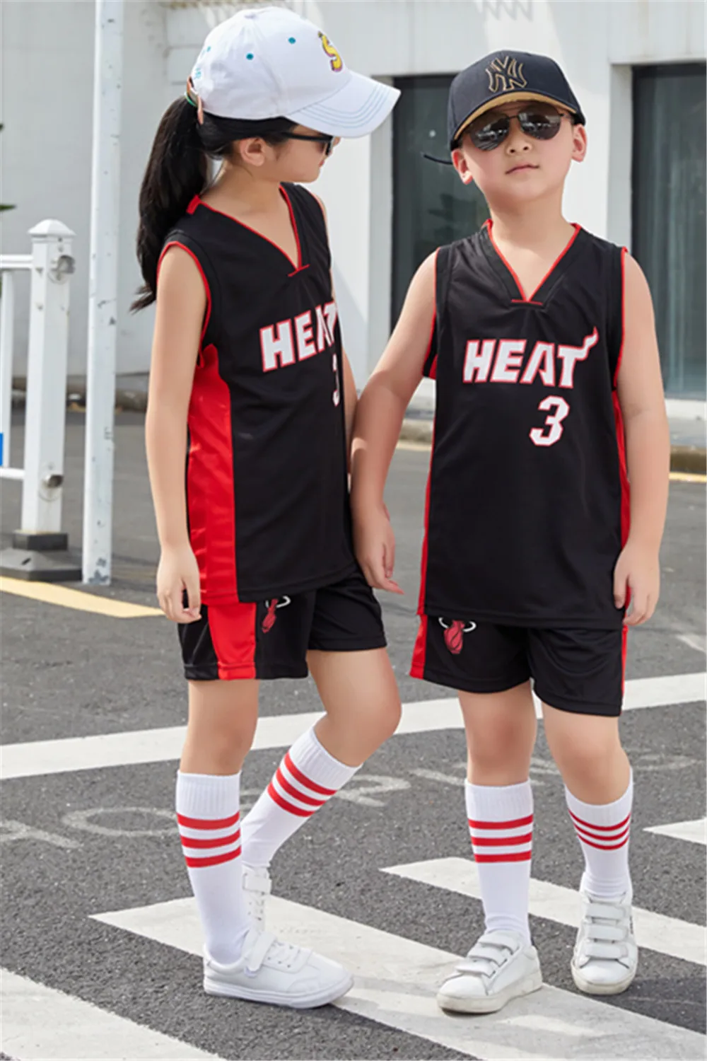 NEW 23/24 boy girl Heat No. 3 Basketball Jerseys Children\'s uniform set primary school jersey game team uniform training vest