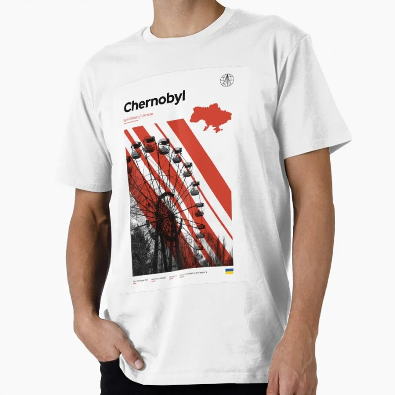 

Chernobyl Architecture Echoes of a Silent Zone Retro gift t shirt Vintage Pripyat Graphic Clothes Men's All size S-6XL Tops