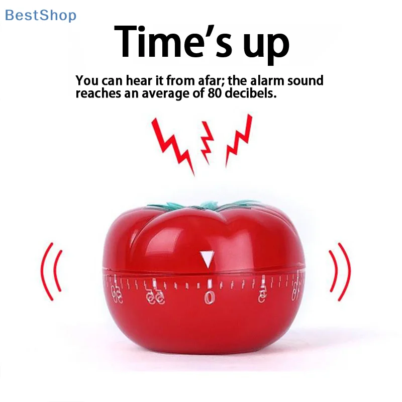 ♥Tomato-Shaped Mechanical Kitchen Timer | Loud 80dB Alarm Countdown Timer for Cooking, Study & Tasks