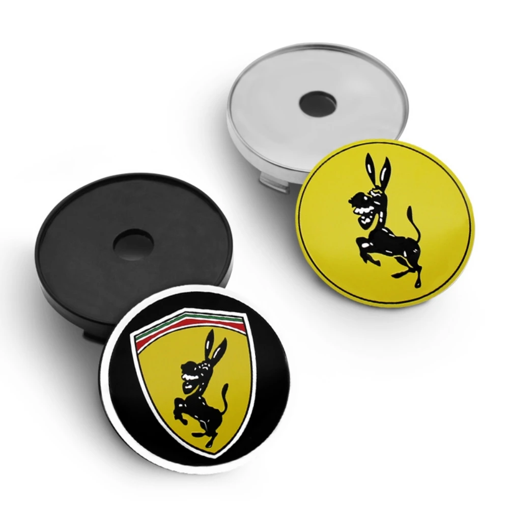 4pcs 56mm 65mm Wheel Center Cover Emblem Logo Car Stickers Hub Cap Replacement Styling Accessorie for Ferrari Farah Donkey Badge