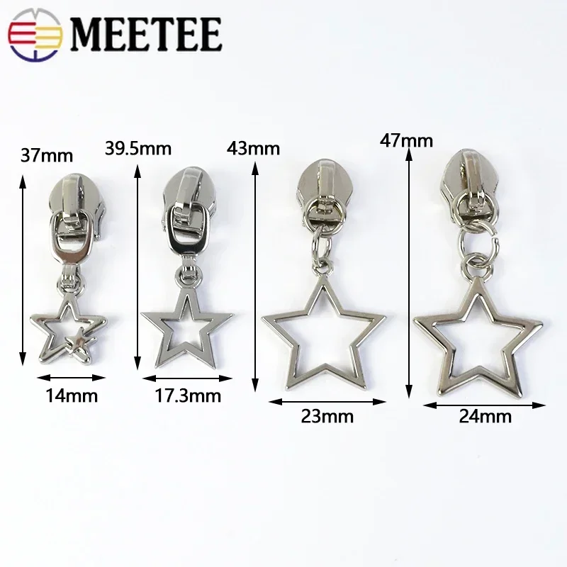 5/10/30P Meetee 5# Star Zipper Slider Puller for Zip Jacket Nylon Zips Pull Bag Zippers Head Sewing Closure Repair Kit Accessory