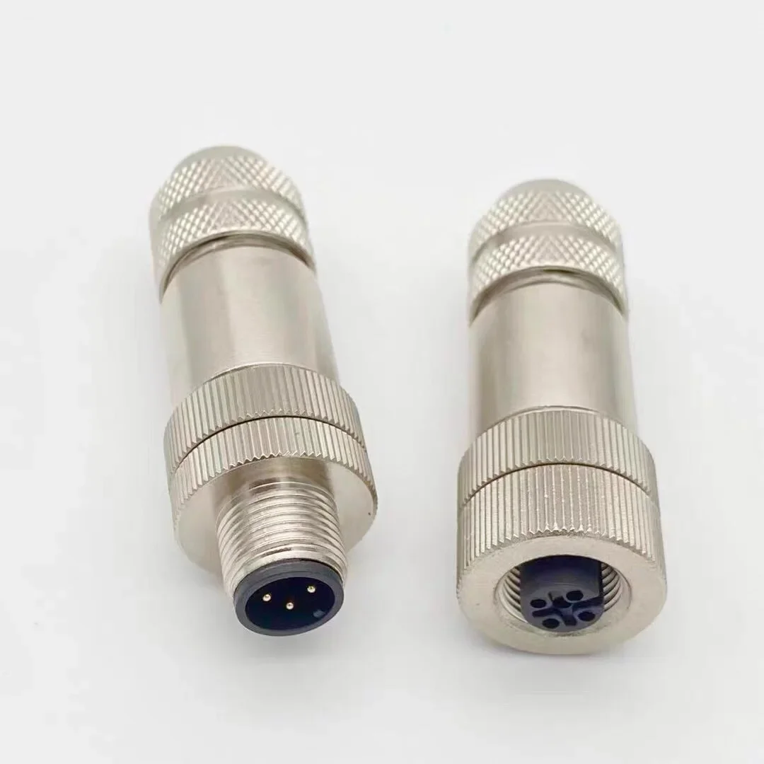 1pcs M12 Metal Shielded Connector Straight Ethernet Connector Aviation Waterproof Plug 4 Cores 5 Cores 8 Cores 12 Cores