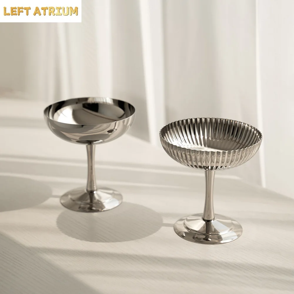 Ice Cream Cup, Luxurious Mirror Stainless Steel Bowl, High Footed Dessert Bowl, Kitchen Dining Table, Party Decoration Tableware