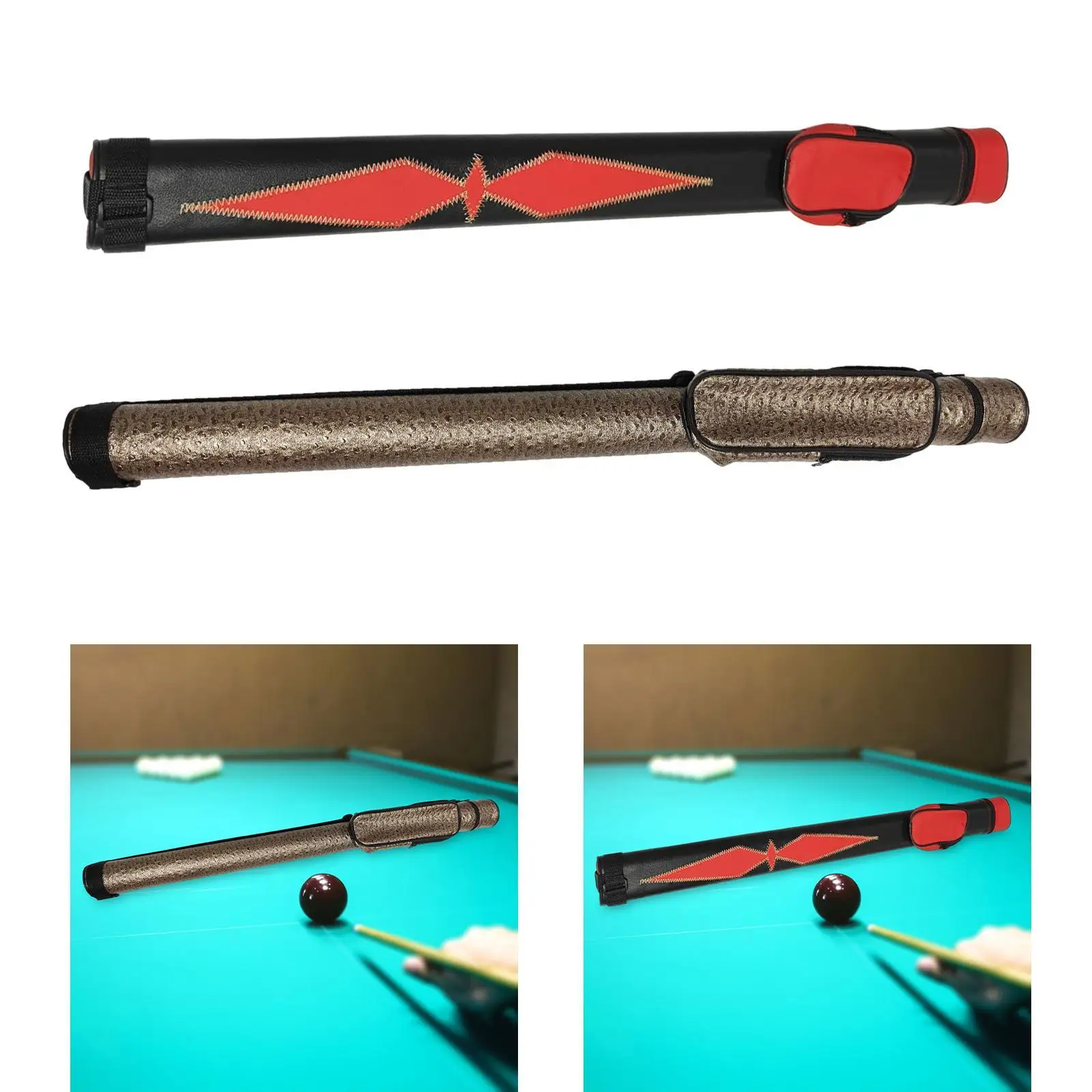 Billiards Pool Cue Case Carrying Bag 1/2 Cue Case Scratch Resistant 1/2 Cue Bag Portable Carrier Container Storage Pouch