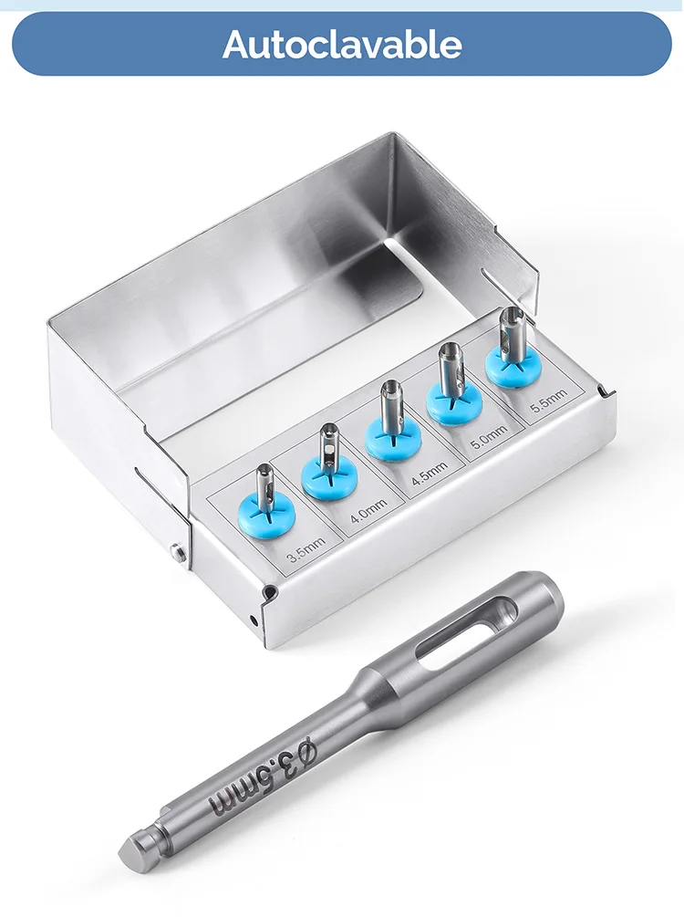 5-teiliges AZDENT Zahnimplantat-Gewebeschneider-Set, Gingivaler Ring-Schneider, Resektionsbohrer-Set aus Edelstahl, Zahnärztliches Chirurgie-Instrument – Detail 4