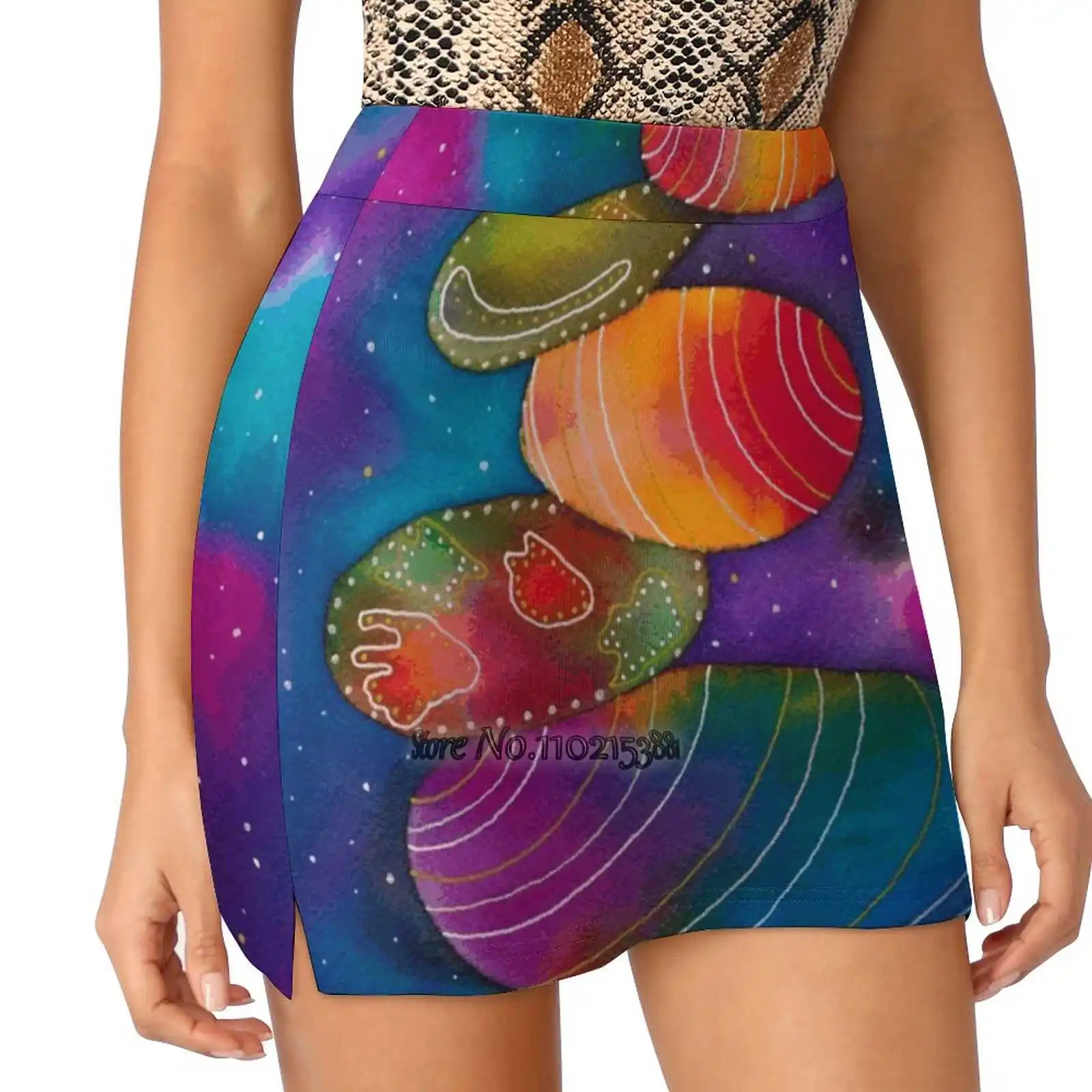 The Little House Balanced In The Universe Women Mini Skirt Two Layers With Pocket Skirts Sport Fitness Running Skorts