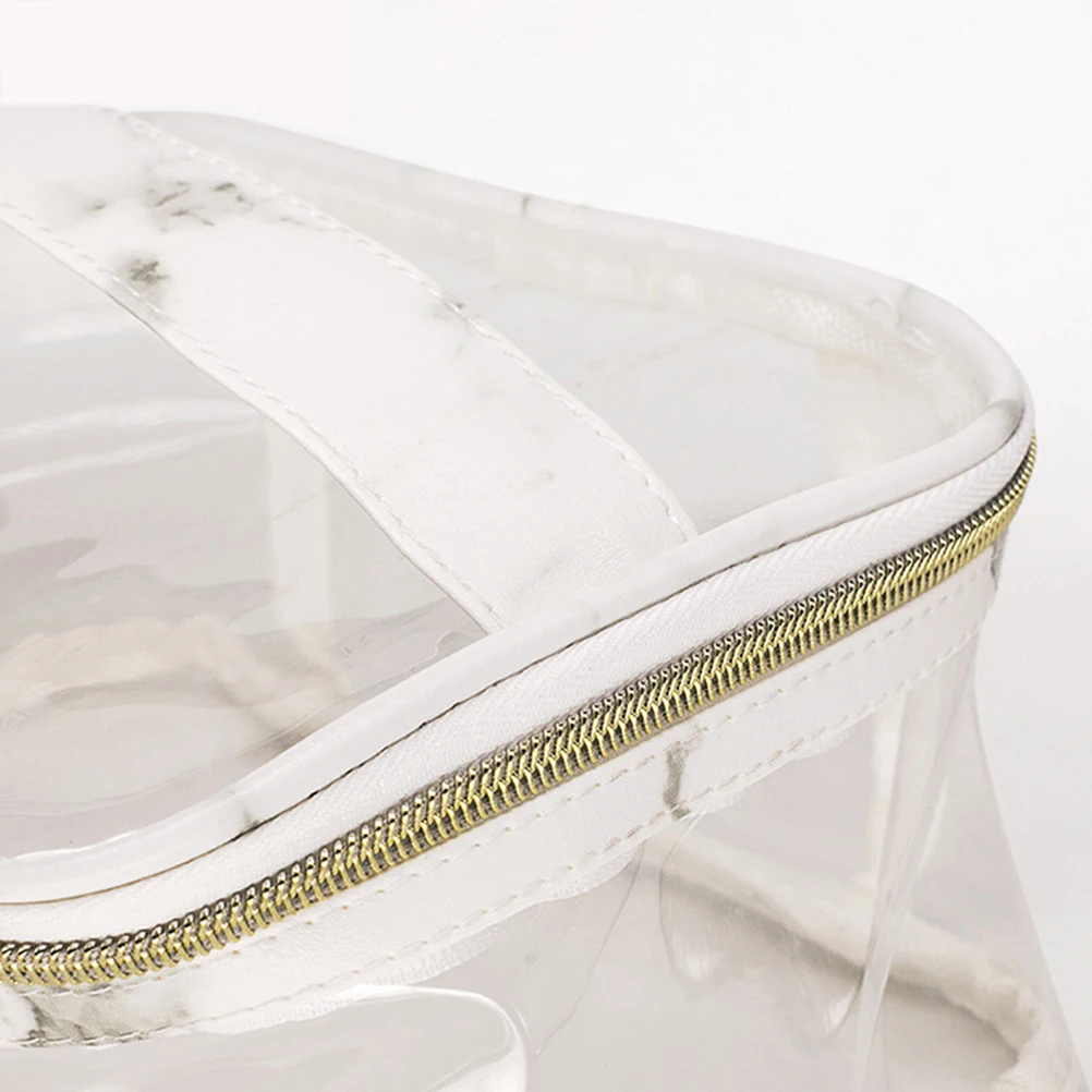 

3Pcs Toiletries Bag Set Waterproof Portable Storage Travel Fashion Organizer Large Capacity Marble PVC Transparent