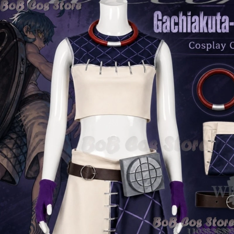 Cthoni Andor Cosplay Gachiakuta Handsome Punk Short Top Pant Necklace Gloves Blue Wig Halloween Christmas Navidad Carnaval Event
