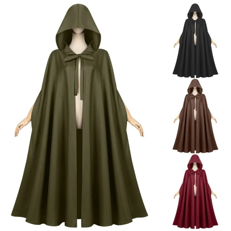 

Medieval Hooded Robe Halloween Monk Robe Cloak Wizard Style Women's Ethnic Costume Stage Performance Traditional Chinese Fashion