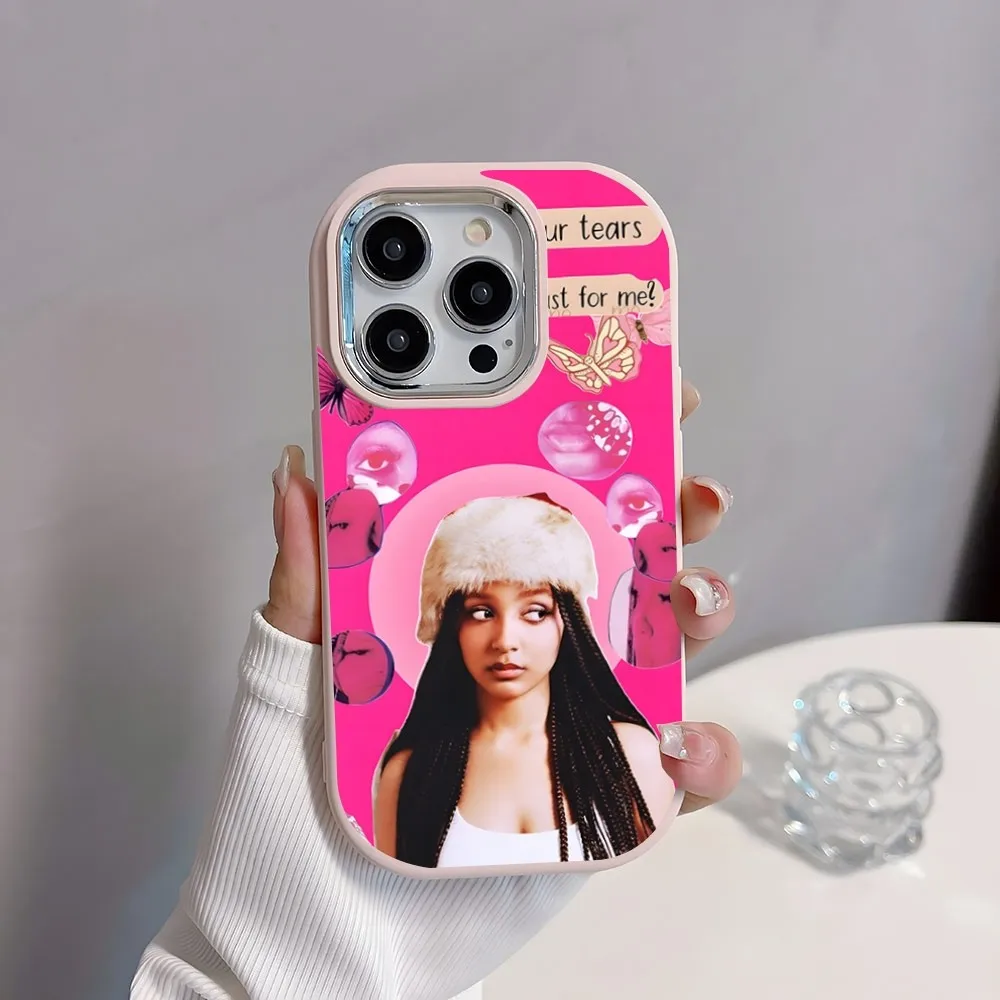 Fashion Singer Pinkpantheress Phone Case Plating Camera Oval Soft Silicone For IPhone16 15 11 12 13 14 Pro Max Thicken Candy Col