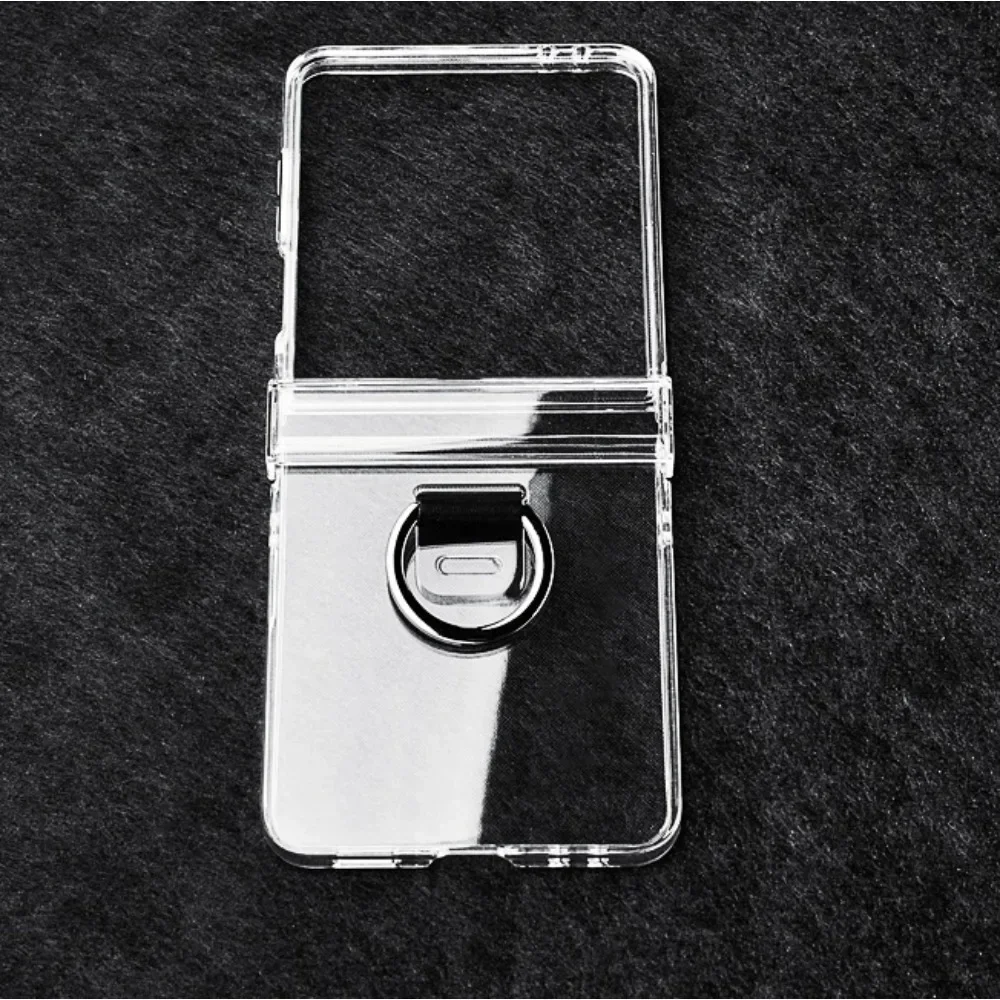 

Transparent Ring Hinge Protective Phone Case for Samsung Galaxy Z Flip 7 6 5 4 3 Flip7 Flip6 Flip5 Flip4 Flip3 Hard Cover Slim