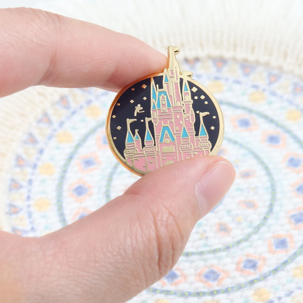Magic Castle Badge Crystal Ball Enamel Pin Pink Blue Series Magical World Brooch Fan Enthusiast Fashion Jewelry Accessories Gift view 5