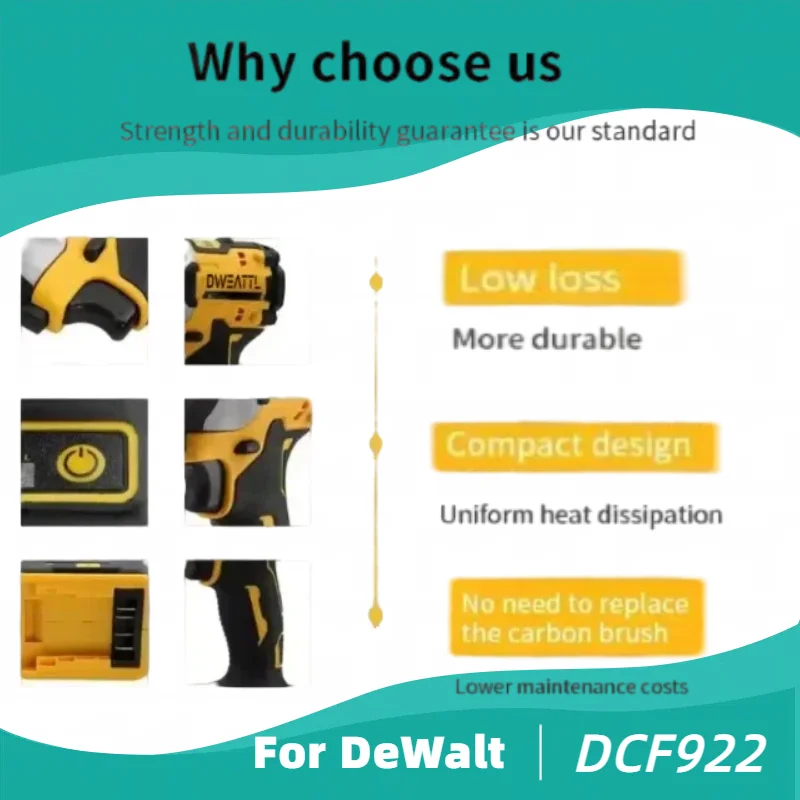 For Dewalt DCF922 Electric Impact Wrench Rechargeable High Torque 406Nm(Reverse) 1/2" 2500 RPM Universal 20V Battery Power Too