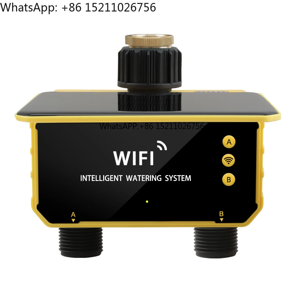 

WiFi Solar Timer Dual Water Valve Two Outlets Automatic Drip Irrigation Controller for Irrigation Lawn Garden Greenhouse