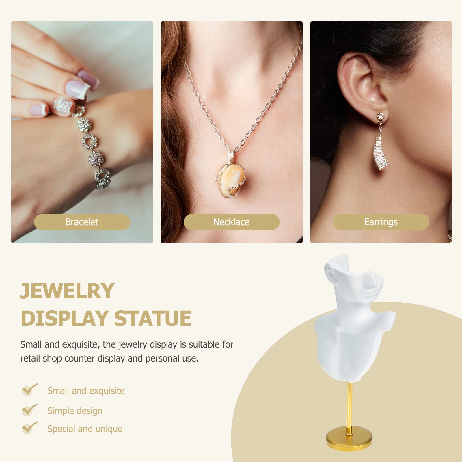 Metal Base Resin Jewelry Display Holder Necklace Earring Stand Special Shape Realistic Look Fashionable Chic Personal Use