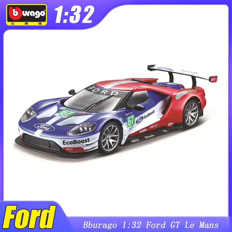 

1:32 Bburago Ford GT 24h Lemans # 67, миниатюрная модель автомобиля из сплава, литая под давлением Ford GT Racing, роскошный автомобиль из сплава, игрушечный автомобиль, подарок для детей