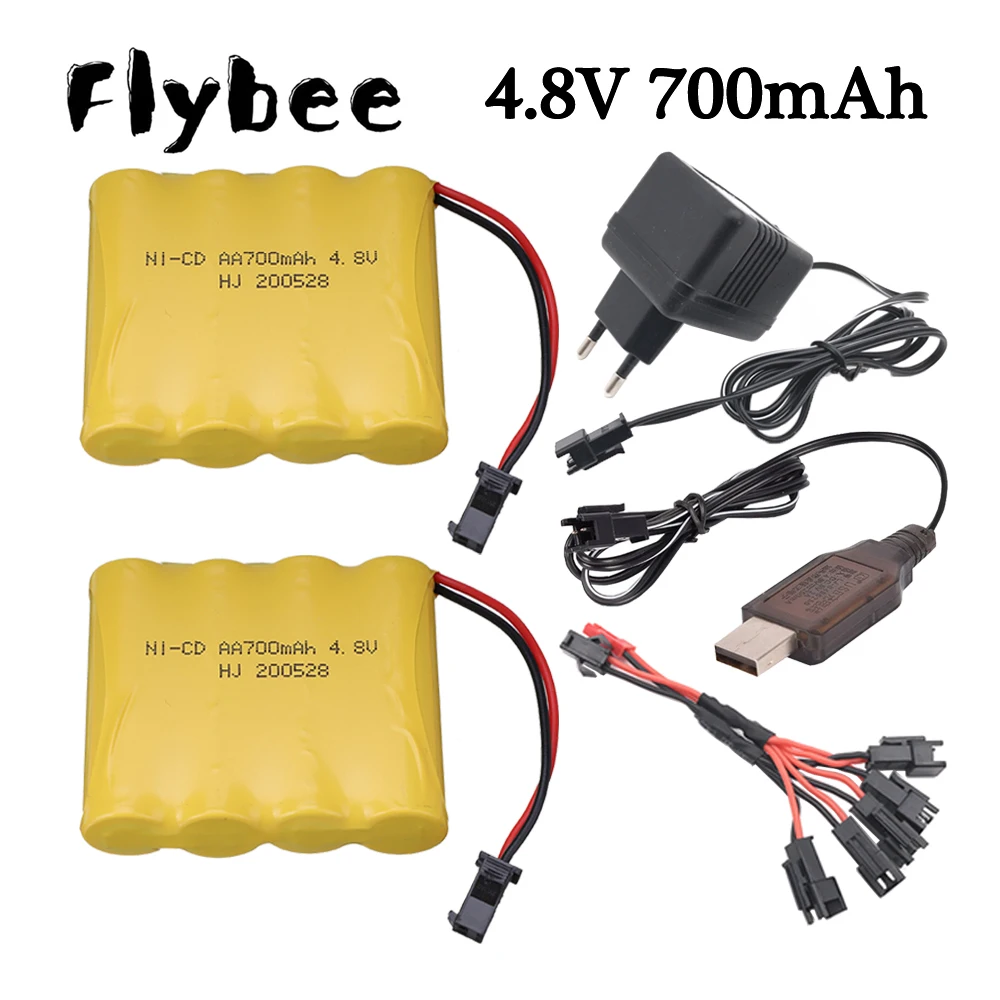 (Plugue sm) bateria ni-cd 4.8v/carregador 4.8v para brinquedos rc carros tanques robôs barcos armas aa 700mah 4.8v bateria recarregável