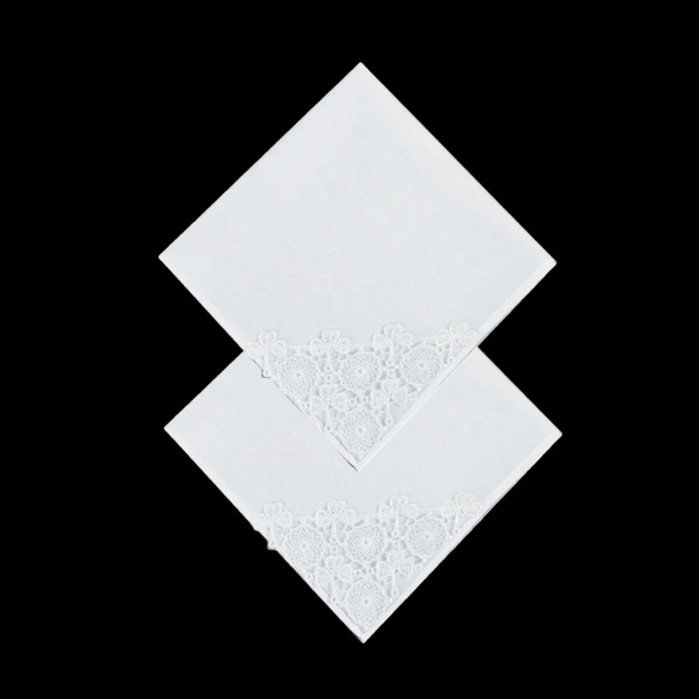 28 سنتيمتر/11IN ، 2 قطعة رقيقة نسيج القطن الخالص الدانتيل منديل الزفاف الديكور المنزل زخرفة حقيبة الديكور منديل الصلبة
