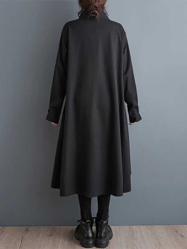 Casual Sle Damen Langer Mantel Herbst Winter Woolen Jaet Loose Fit Mittellange Koreanische Version Faionable Oberbekleidung