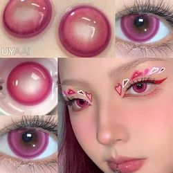 UYAAI-Lentes de Contato Coreanas para Olhos, Maquiagem de Olhos Grandes, Rosa, Cosplay, 1 Par