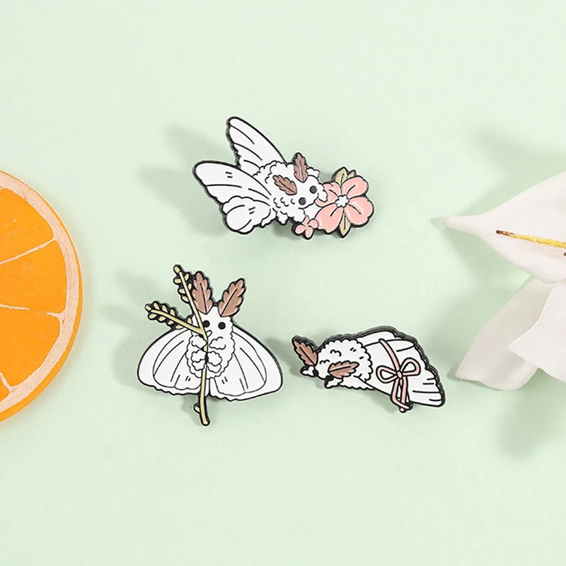 Cartoon Moth Man Enamel Pins Venezuelan Poodle Moth Nature Insect Brooch Lapel Badge Fashion Halloween Jewelry Gifts for Friends