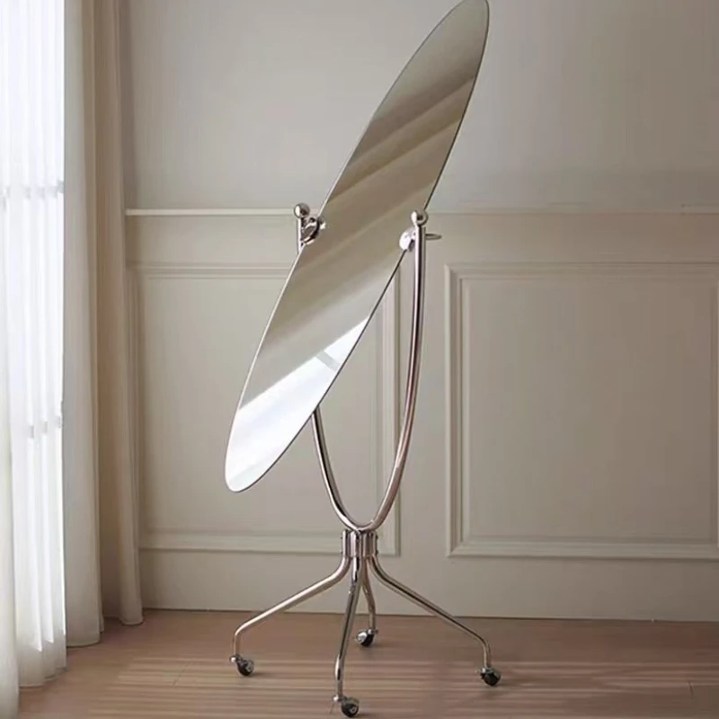 

Stainless steel moving mirror medieval ins wind floor full-length mirror clothing store trend Internet celebrity