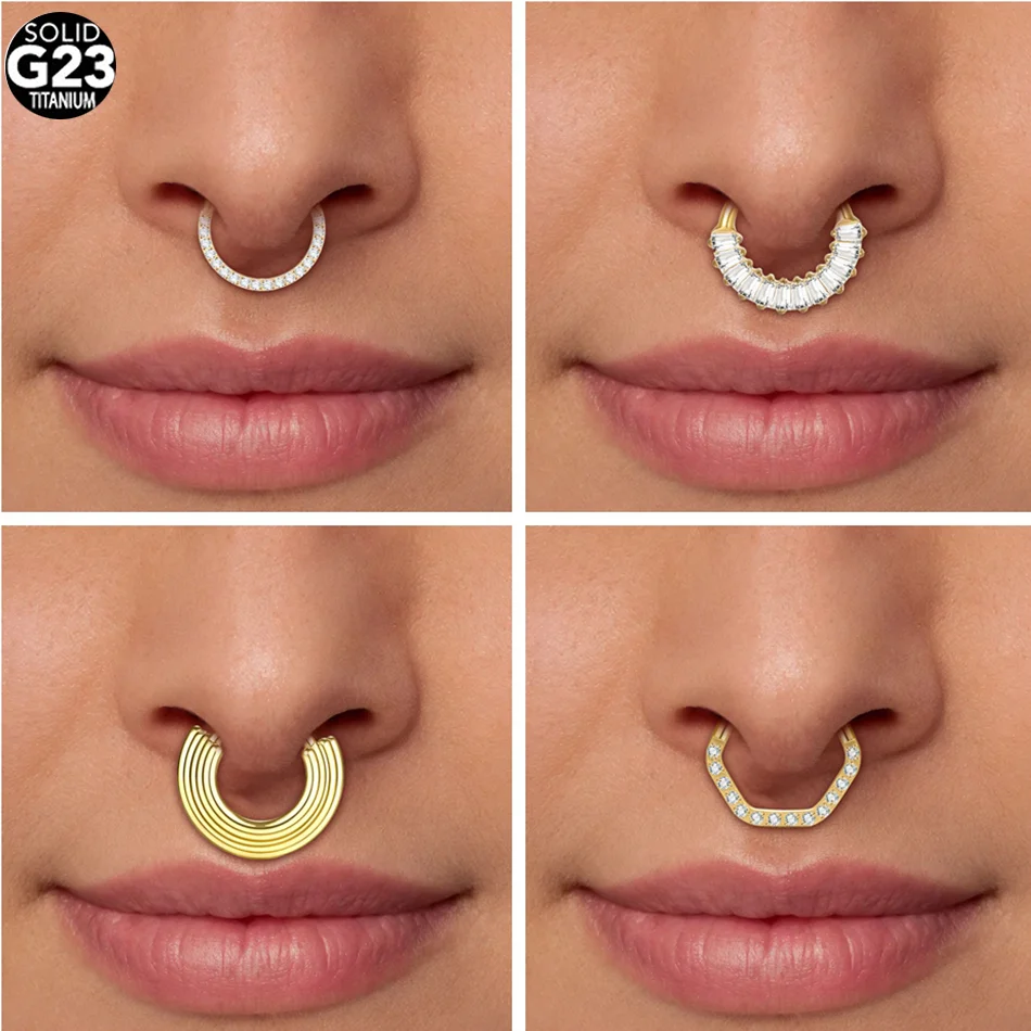 1pc Titanium Nose Ring Piercings Three Layer Septum Clicker for Women Hinged Segment Hoop Rook Helix Piercing Body Jewelry