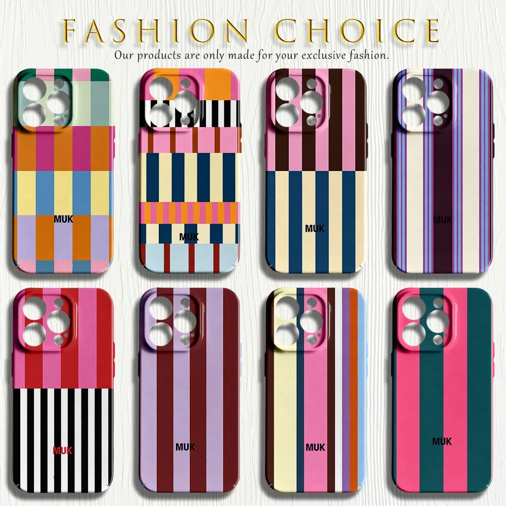 Stripe Block Glossy Film Hard Phone Case for Samsung Galaxy A27 A37 A57 A17 A07 A16 A56 A26 A36 A55 A35 A15 A54 4G 5G