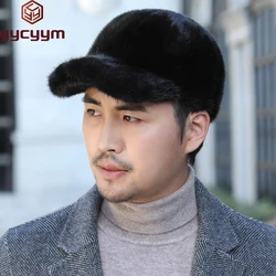 Fashion Winter Fashion Grandfather 100% Genuine Real Mink Fur Hat Natural Warm Mink Fur Caps Men Good Quality Real Mink Fur Hats