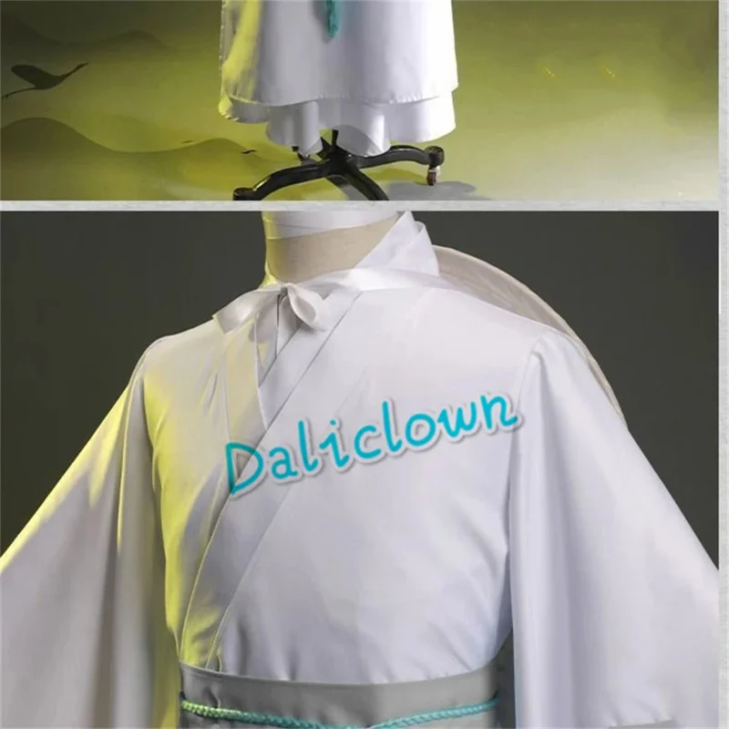 Anime Heaven Official Blessing Xie Lian Cosplay Costume, Prince Tian Guan Ci Fu, Wig Xielian, Bamboo Hat Prop, White Hanfu