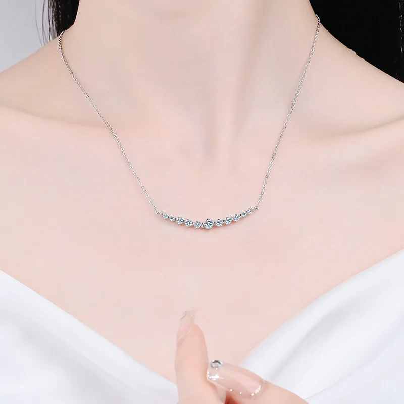 S925 Silver White Gold Plated 1.1CT D Color Moissanite Smiley Face Pendant Necklace for Women, Exquisite Jewelry. view 4