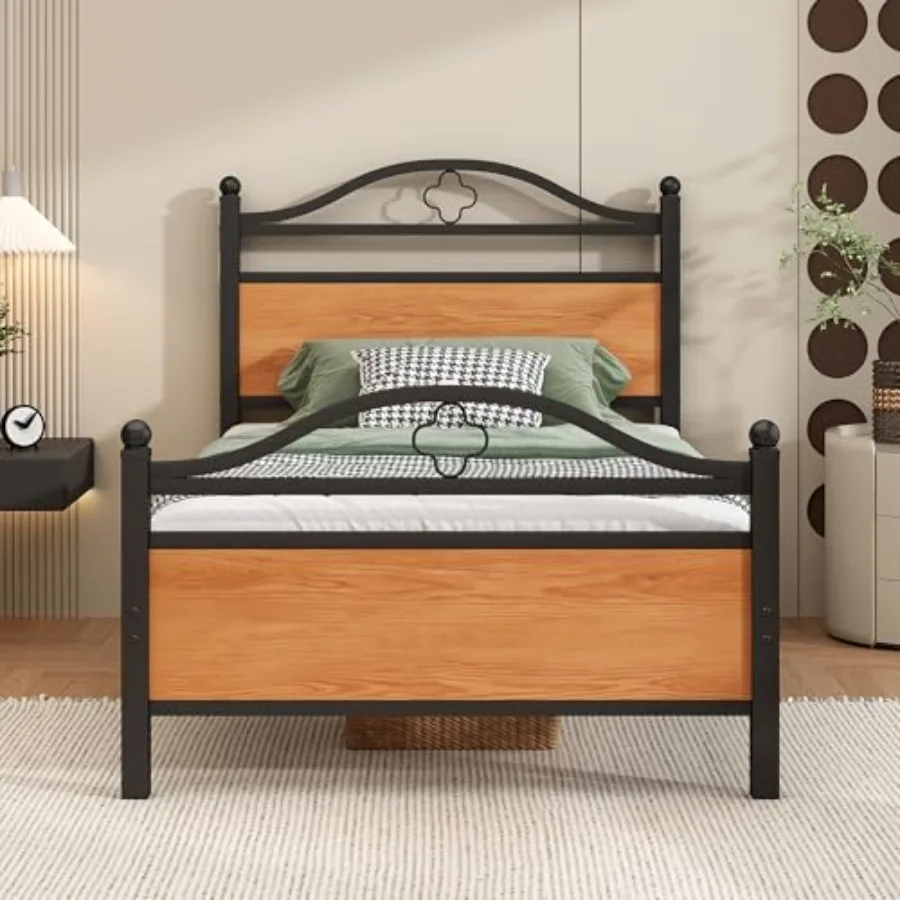 

Bed Frame with Headboard, Heavy Duty Steel Slats Support Mattress Foundation-Under Bed Storage, No Box Spring Needed, Noise Fre