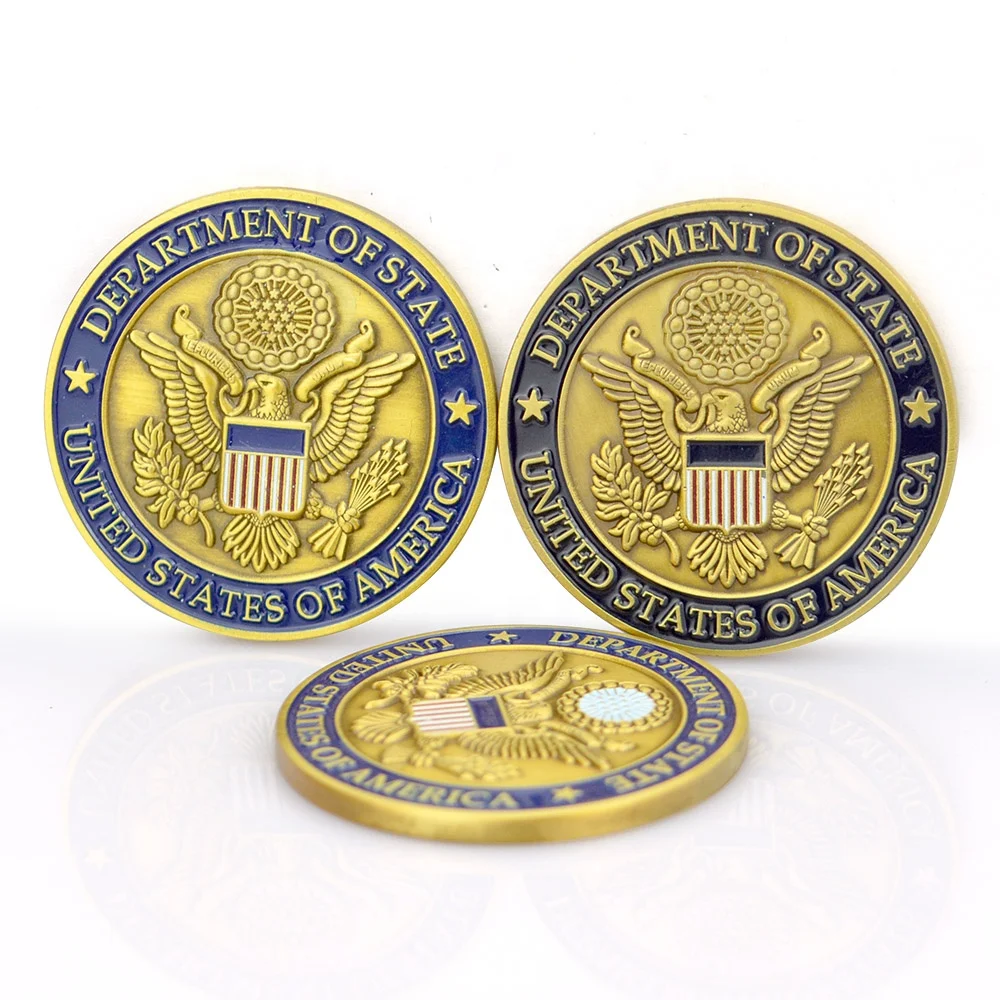 Customized American USA Old Gold Silver Colored Eagle Personal Coin, Cheap Custom Coins, No Minimum